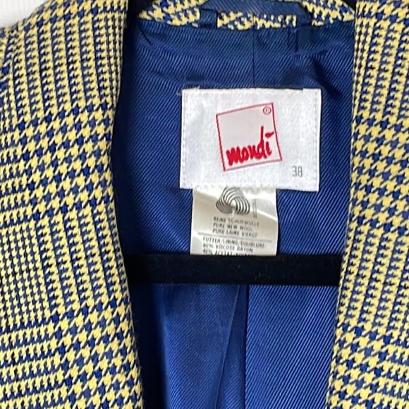 Vintage “Mondi” Blue, Gold and Black Plaid Boyfriend Jacket - Picture 3 of 4